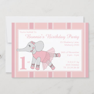 illusima Ballerina Elephant Light Pink Birthday Einladung