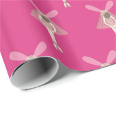 illusima Ballerina Fairy Pink Wrapping Paper Geschenkpapier (Rolleneckpunkt)