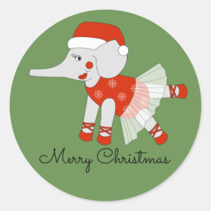 illusima Ballerina Frohe Weihnachten Elefant Runder Aufkleber