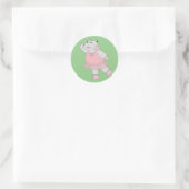 illusima Ballerina Hippo Green Runder Aufkleber (Tasche)