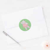 illusima Ballerina Hippo Green Runder Aufkleber (Umschlag)