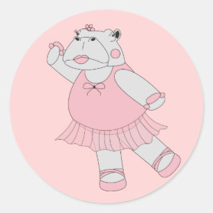 illusima Ballerina Hippo Light Pink Runder Aufkleber