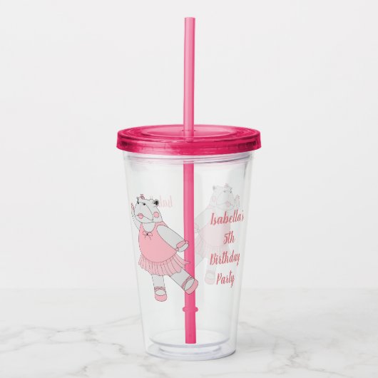 illusima Ballerina Hippo mit Text Acryltrinkbecher (Vorderseite)