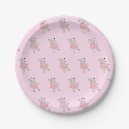 illusima Ballerina Hippo Pastel Pink Pappteller (Vorderseite)