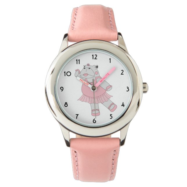 Illusima Ballerina Hippo Pink Kids Watch Armbanduhr (Vorderseite)