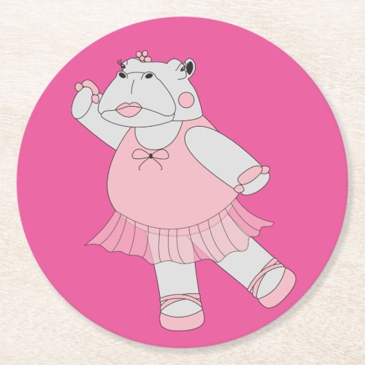 illusima Ballerina Hippo Runder Pappuntersetzer (Vorderseite)