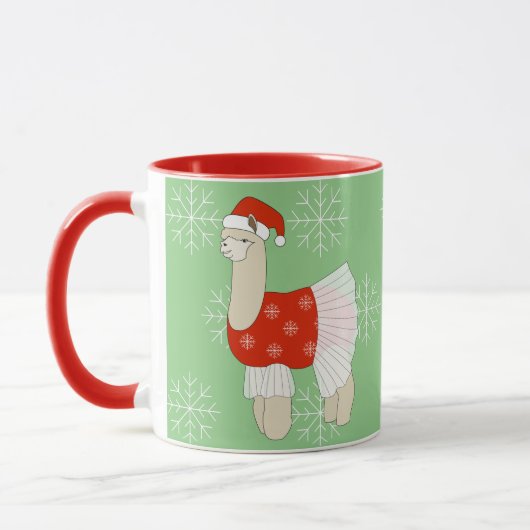 illusima Ballerina Lama Weihnachtsschneeflocken Tasse (Links)