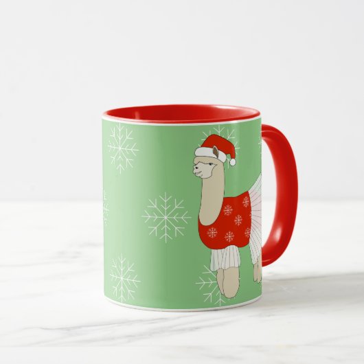 illusima Ballerina Lama Weihnachtsschneeflocken Tasse (VorderseiteRechts)