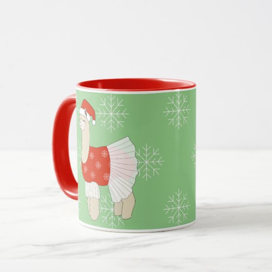 illusima Ballerina Lama Weihnachtsschneeflocken Tasse (Vorderseite Links)