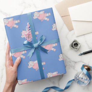 illusima Ballerina Nilpferd Blau Geschenkpapier