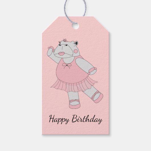 illusima Ballerina Nilpferd Hellrosa Alles Gute zu Geschenkanhänger (Vorderseite)