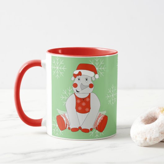illusima Ballerina Rhino Weihnachtsschneeflocken Tasse (Mit Donut)