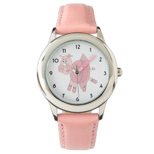 illusima Ballerina Schwein Rosa Kinderuhr Armbanduhr