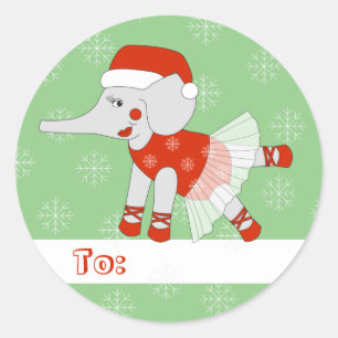 illusima Ballett Elephant Weihnachten Schneeflocke Runder Aufkleber