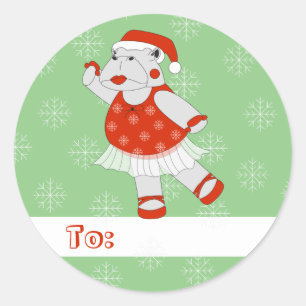 illusima Ballett Hippo Weihnachten Schneeflocken G Runder Aufkleber