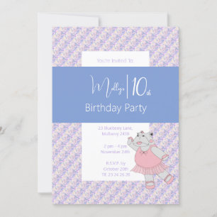 illusima Blue Ballerina Hippo 10. Geburtstag Einladung