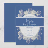 illusima Boho Blue Cream Tulips Baby Dusche Einladung (Vorne/Hinten)