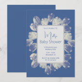 illusima Boho Blue Tulips Bouquet Babydusche Einladung (Vorne/Hinten)