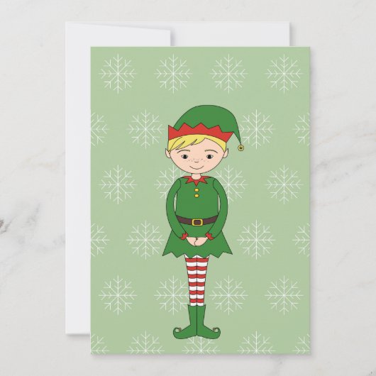 illusima Boy Elf Snowflakes Grüne Weihnachtskarte (Vorderseite)