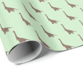 illusima Brown Dinosaur Christmas Green Geschenkpapier (Rolleneckpunkt)