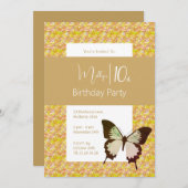 illusima Butterfly Confetti Girls 10. Geburtstag Einladung (Vorne/Hinten)