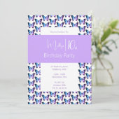 illusima Butterfly Muster Lila 10. Geburtstag Einladung (Stehend Vorderseite)