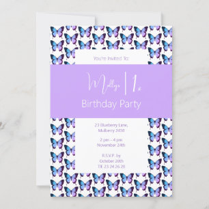 illusima Butterfly Muster Lila 1. Geburtstag Einladung