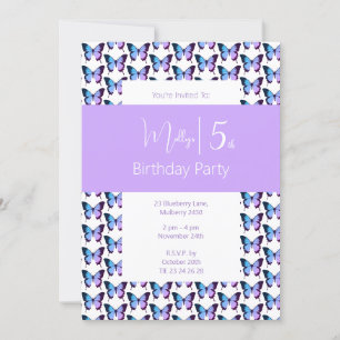 illusima Butterfly Muster Lila 5. Geburtstag Einladung