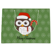 illusima Candy Cane Owl Weihnachtsschneeflocke Grü Große Geschenktüte (Vorderseite)