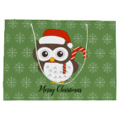 illusima Candy Cane Owl Weihnachtsschneeflocke Grü Große Geschenktüte (Rückseite)