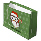 illusima Candy Cane Owl Weihnachtsschneeflocke Grü Große Geschenktüte (Vorderseite Schrägansicht)