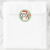 illusima Candy Cane Owl Weihnachtsschneeflocken Runder Aufkleber (Tasche)