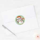 illusima Candy Cane Owl Weihnachtsschneeflocken Runder Aufkleber (Umschlag)