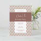 illusima Chocolate Cherry Cupcake 1. Geburtstag Einladung (Stehend Vorderseite)