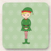 illusima Christmas Boy Elf Snowflakes Green Getränkeuntersetzer (Vorderseite)