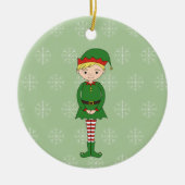 illusima Christmas Boy Elf Snowflakes Green Keramik Ornament (Vorne)