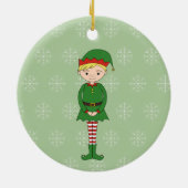 illusima Christmas Boy Elf Snowflakes Green Keramik Ornament (Hinten)