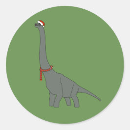illusima Christmas Gray Long Neck Dinosaur Runder Aufkleber