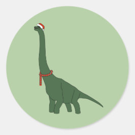 illusima Christmas Green Long Neck Dinosaurier Runder Aufkleber