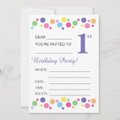 Illusima Circles, Lila Back, 1. Geburtstag Party Einladung (Vorderseite)