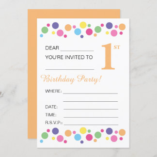 Illusima Circles, Orange Back, 1. Geburtstag Party Einladung