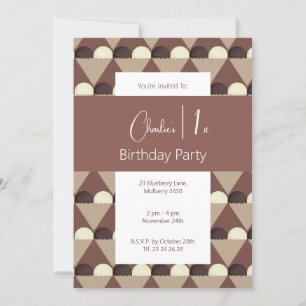 Illusima Dark Chococolate Icecream 1. Geburtstag Einladung