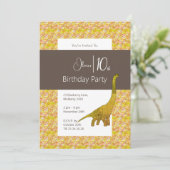 illusima Dinosaur Brown Yellow 10. Geburtstag Einladung (Stehend Vorderseite)