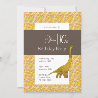 illusima Dinosaur Brown Yellow 10. Geburtstag Einladung