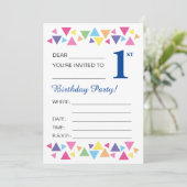 Illusima Dreiecke, dunkelblau hinten, 1. Party Einladung (Stehend Vorderseite)