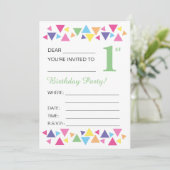 Illusima-Dreiecke, grüner Rücken, 1. Party Einladung (Stehend Vorderseite)