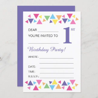 Illusima-Dreiecke, Lila Rückseite, 1. Party Einladung