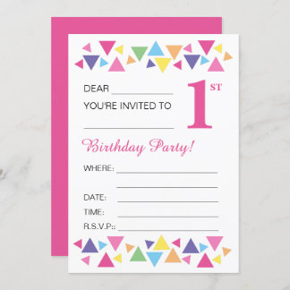 Illusima-Dreiecke, rosa Rückseite, 1. Party Einladung