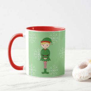 illusima Elf Boy Weihnachten Schneeflocken Hellgrü Tasse