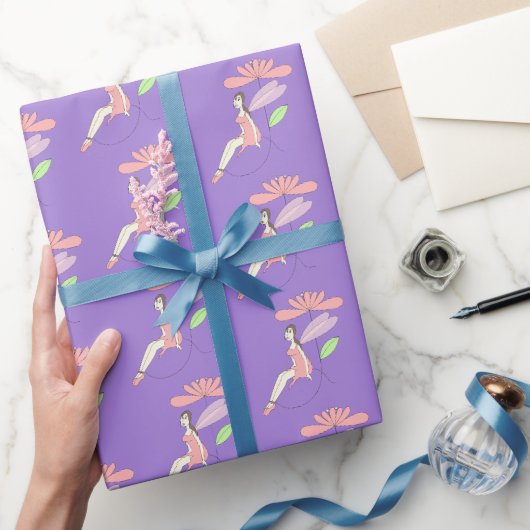illusima Fairy Under Blume Lila Wrapping Paper Geschenkpapier (Schenken)